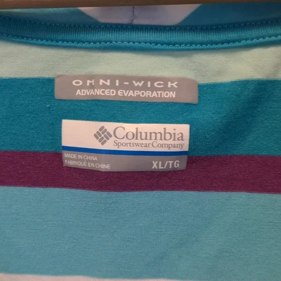 Columbia PFG Omni Wick Women's Size XL Striped Short Sleeve Popover Top - Picture 4 of 13